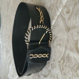 Toni Laura Made In Italy Black Leather Belt Size L